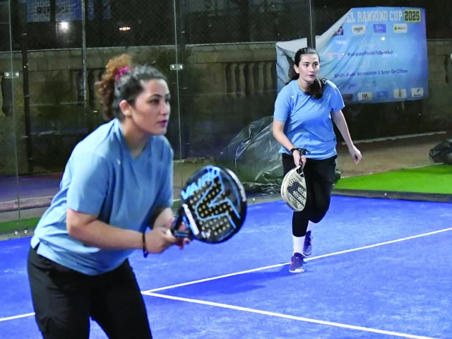 women players in action during the semifinal of the pakistan padel ranking cup 2025 which is being played at sport on clifton photo ppf women players in action during the semifinal of the pakistan padel ranking cup 2025 which is being played at sport on clifton photo ppf
