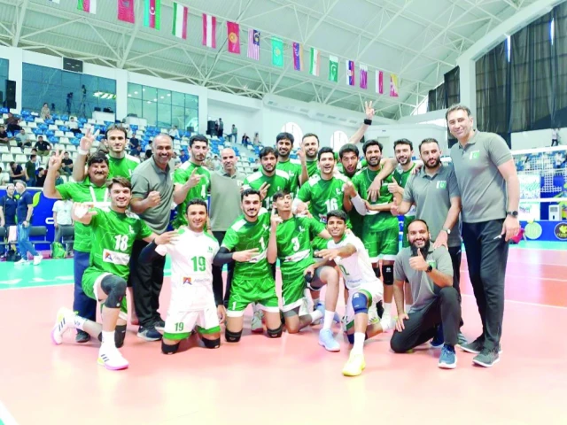 pak volleyball team members and officials pose for a group photo after clinching bronze medal by beating kazakhstan 3 1 photo pvf pak volleyball team members and officials pose for a group photo after clinching bronze medal by beating kazakhstan 3 1 photo pvf