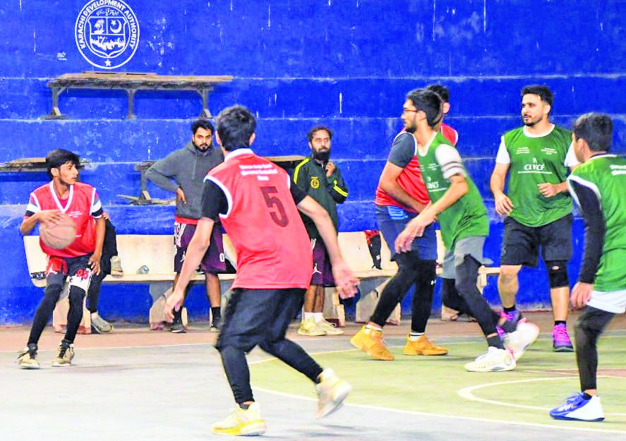 the first boys basketball semifinal between bahria super and soul tigers club in progress at the 8th commissioner karachi cup on wednesday night photo app