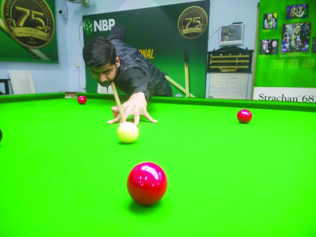 punjab s naseem akhtar who scored a century break in the pre quarterfinal of national snooker pots the red ball photo pbsa punjab s naseem akhtar who scored a century break in the pre quarterfinal of national snooker pots the red ball photo pbsa