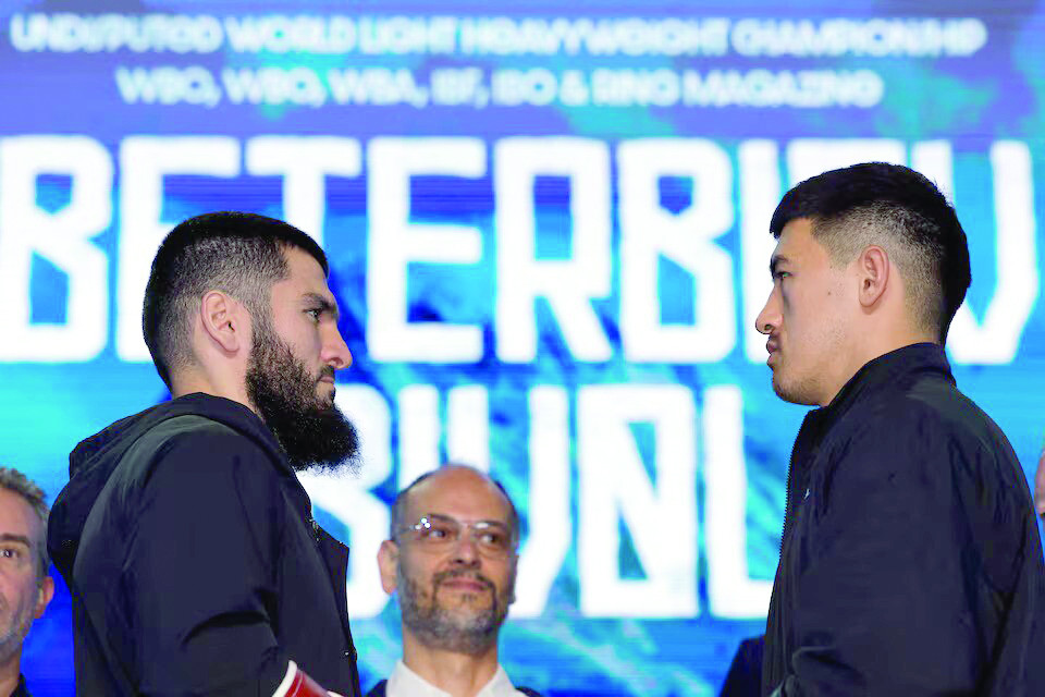 artur beterbiev and dmitry bivol go head to head during the press conference on september 25 photo reuters