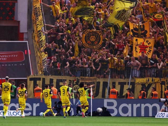 borussia dortmund s karim adeyemi celebrates after scoring their third goal during bundesliga match with leverkusen photo reuters borussia dortmund s karim adeyemi celebrates after scoring their third goal during bundesliga match with leverkusen photo reuters