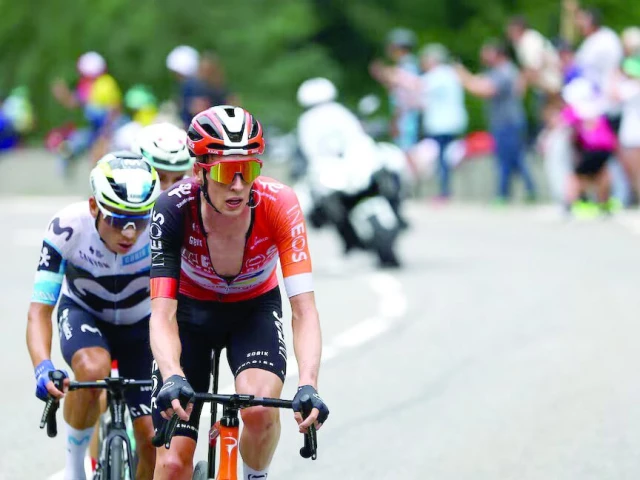 ineos grenadiers thymen arensman in action with riders during stage 14 photo reuters