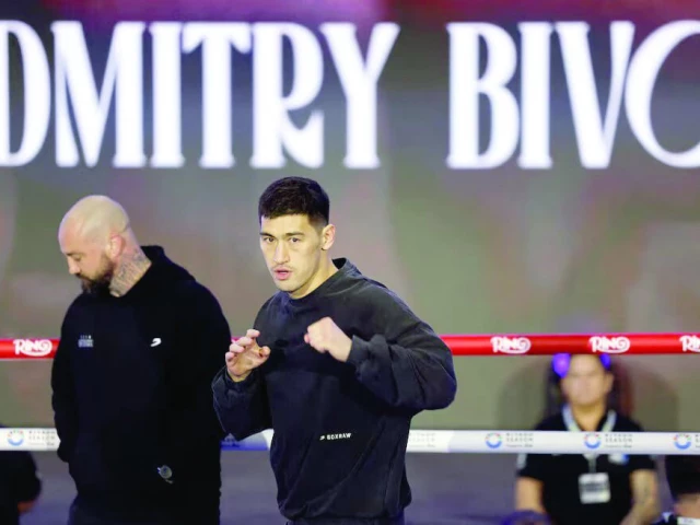 dmitry bivol during his workout before the light heavyweight world title with dmitry bivol at boulevard city riyadh on february 19 photo reuters