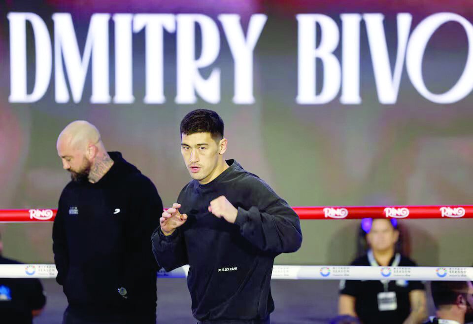 dmitry bivol during his workout before the light heavyweight world title with dmitry bivol at boulevard city riyadh on february 19 photo reuters