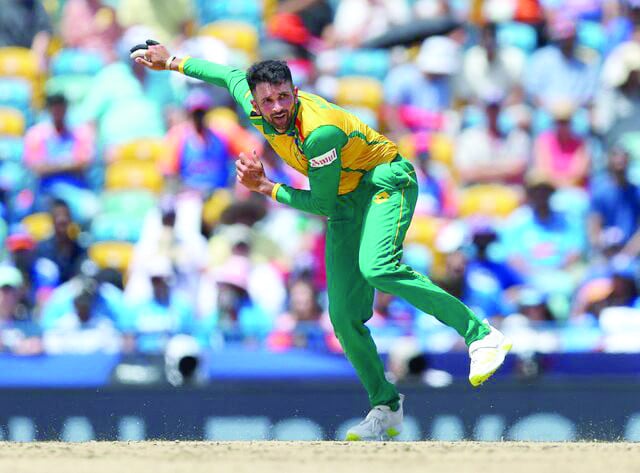 south africa s keshav maharaj in action during the icc t20 world cup 2024 final against india at kensington oval bridgetown on june 29 2024 photo reuters file