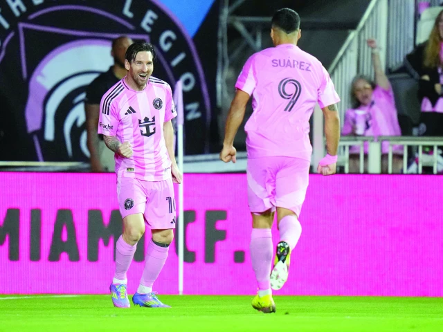inter miami cf s lionel messi celebrates with luis suarez after scoring a goal against the philadelphia union at chase stadium on march 29 in fort lauderdale florida photo afp inter miami cf s lionel messi celebrates with luis suarez after scoring a goal against the philadelphia union at chase stadium on march 29 in fort lauderdale florida photo afp