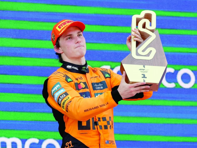 mclaren s oscar piastri celebrates on the podium after winning the formula one spanish grand prix at the circuit de catalunya in montmelo photo afp mclaren s oscar piastri celebrates on the podium after winning the formula one spanish grand prix at the circuit de catalunya in montmelo photo afp