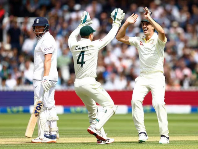 australia s alex carey celebrates with pat cummins after running out england s jonny bairstow in 2023 photo reuters file australia s alex carey celebrates with pat cummins after running out england s jonny bairstow in 2023 photo reuters file