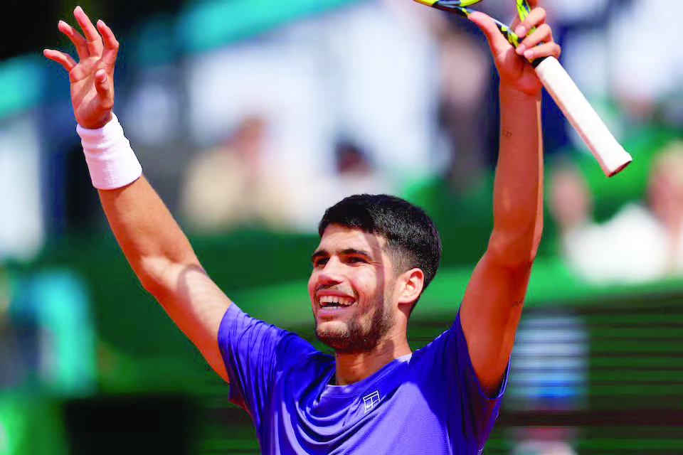 spain s carlos alcaraz celebrates after winning his quarter final match against france s arthur fils at atp masters 1000 monte carlo masters in roquebrune cap martin france on april 11 photo reuters spain s carlos alcaraz celebrates after winning his quarter final match against france s arthur fils at atp masters 1000 monte carlo masters in roquebrune cap martin france on april 11 photo reuters