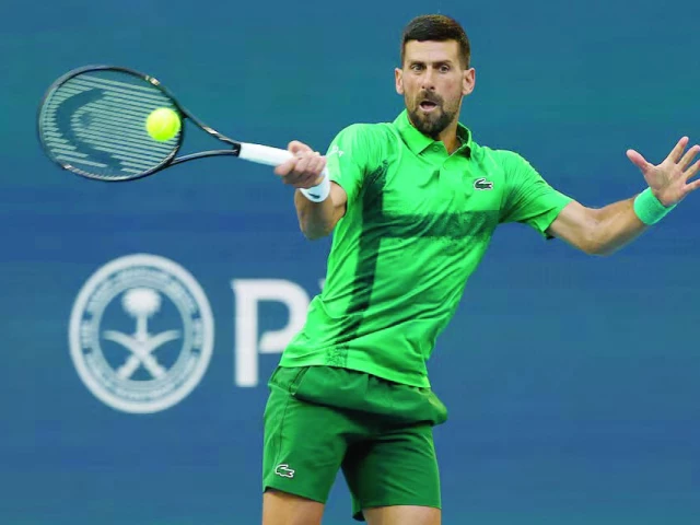 novak djokovic hits a forehand against sebastian korda in a quarterfinal on day ten of the miami open at hard rock stadium photo geoffe burke novak djokovic hits a forehand against sebastian korda in a quarterfinal on day ten of the miami open at hard rock stadium photo geoffe burke