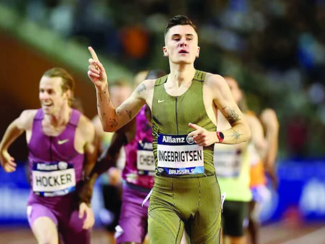 norway s jakob ingebrigtsen celebrates winning the men s 1500m final of the diamond league in brussels at king baudouin stadium on september 13 2024 photo reuters norway s jakob ingebrigtsen celebrates winning the men s 1500m final of the diamond league in brussels at king baudouin stadium on september 13 2024 photo reuters