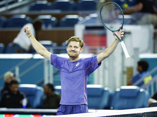 david goffin belgium celebrates after his match against carlos alcaraz spain not pictured on day four of the miami open at hard rock stadium photo geoff burke