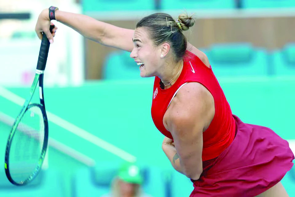 aryna sabalenka serves against viktoriya tomova bulgaria not pictured on day three of the miami open at hard rock stadium on mar 20 photo geoff burke aryna sabalenka serves against viktoriya tomova bulgaria not pictured on day three of the miami open at hard rock stadium on mar 20 photo geoff burke