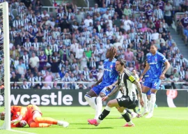 newcastle united s sandro tonali scores their first goal during the premier league match against chelsea at st james park on may 11 photo reuters