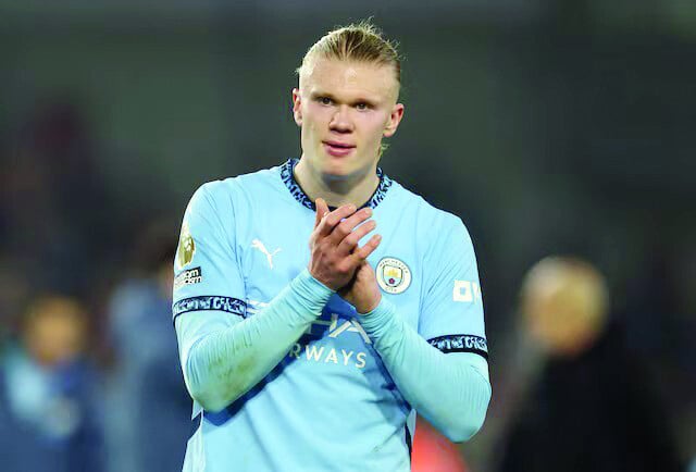 manchester city s erling haaland applauds their fans after the premier league match with brentford on january 14 photo reuters file