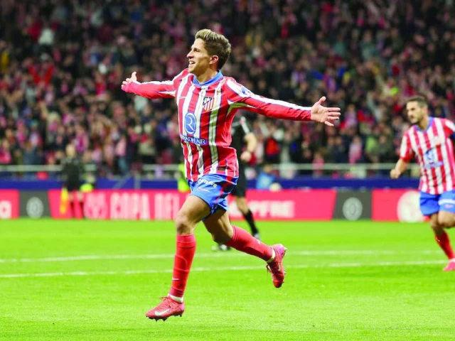 atletico madrid s giuliano simeone celebrates scoring their first goal during the copa del rey quarterfinal with getafe at metropolitano madrid on february 4 photo reuters