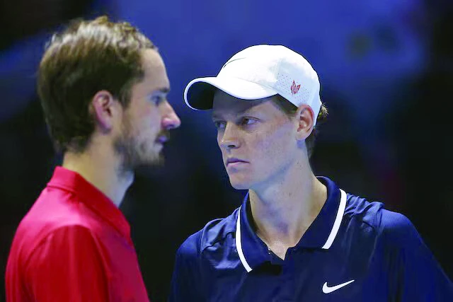 jannik sinner during his singles group stage match against russia s daniil medvedev during the atp finals in inalpi arena turin on november 14 2024 photo reuters file jannik sinner during his singles group stage match against russia s daniil medvedev during the atp finals in inalpi arena turin on november 14 2024 photo reuters file