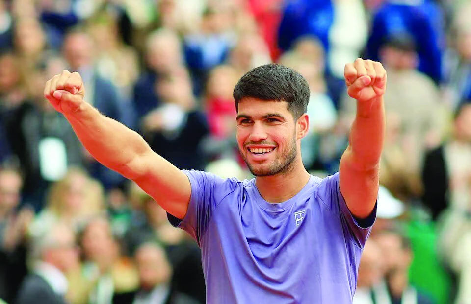 carlos alcaraz celebrates after winning his monte carlo masters final against italy s lorenzo musetti at monte carlo country club roquebrune cap martin france on april 13 photo reuters carlos alcaraz celebrates after winning his monte carlo masters final against italy s lorenzo musetti at monte carlo country club roquebrune cap martin france on april 13 photo reuters