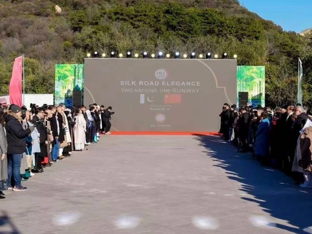 guests gather at the badaling section of the great wall of china for the inaugural pakistan china fashion show photo handout