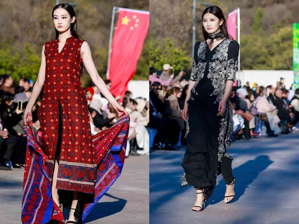Chinese models showcase stunning creations by Pakistani fashion designers at the inaugural Pakistan-China Fashion Show held at the Great Wall’s Badaling section, Photo: Handout