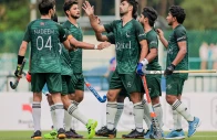 pakistan hockey team players celebrate after scoring during their emphatic 7 2 win over malaysia in the sultan of johor cup match held in johor bahru on saturday photo x