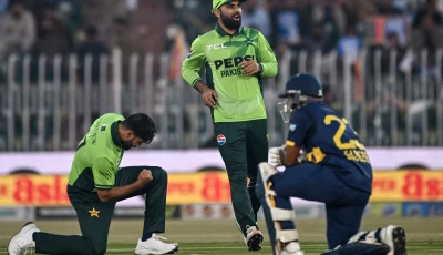 pakistan s haris rauf l celebrates after taking the wicket of sri lanka s sadeera samarawickrama r during the second one day international match photo afp