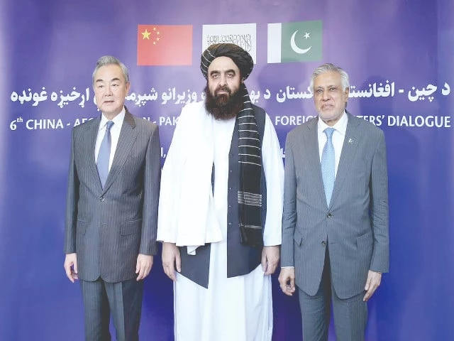 foreign ministers of china afghanistan and pakistan pose for a picture in kabul photo nni