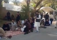 pakistan tehreek e insaf sit in outside khyber pakhtunkhwa house on monday photo screengrab pakistan tehreek e insaf sit in outside khyber pakhtunkhwa house on monday photo screengrab