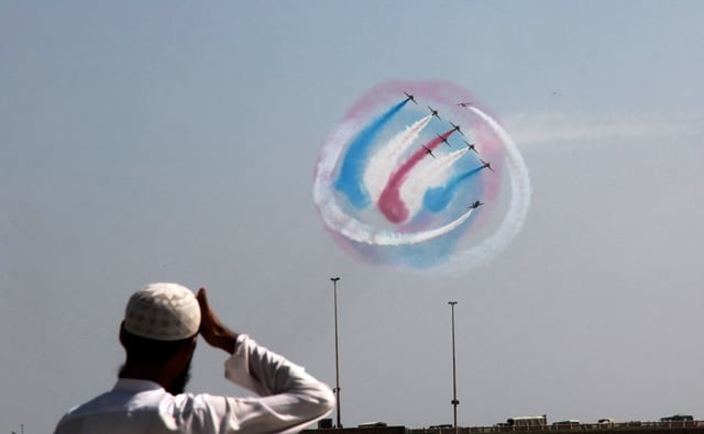 this is the first time the red arrows have performed in pakistan in 20 years photo athar khan express this is the first time the red arrows have performed in pakistan in 20 years photo athar khan express