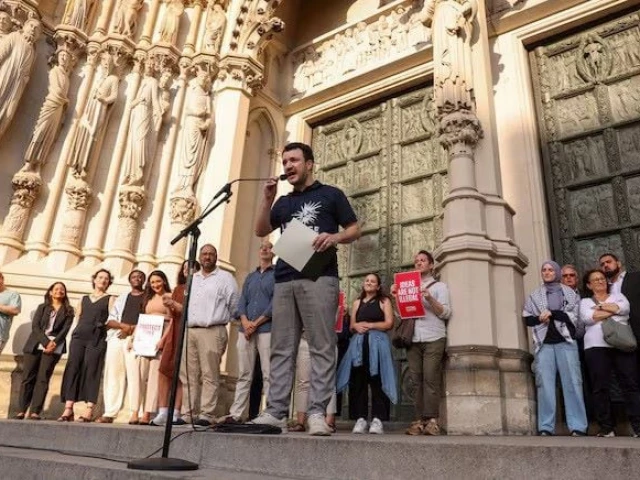 columbia university graduate student mahmoud khalil speaks at a rally to welcome him home after being released from immigration custody outside the cathedral of st john the divine in new york city us june 22 2025 photo reuters columbia university graduate student mahmoud khalil speaks at a rally to welcome him home after being released from immigration custody outside the cathedral of st john the divine in new york city us june 22 2025 photo reuters