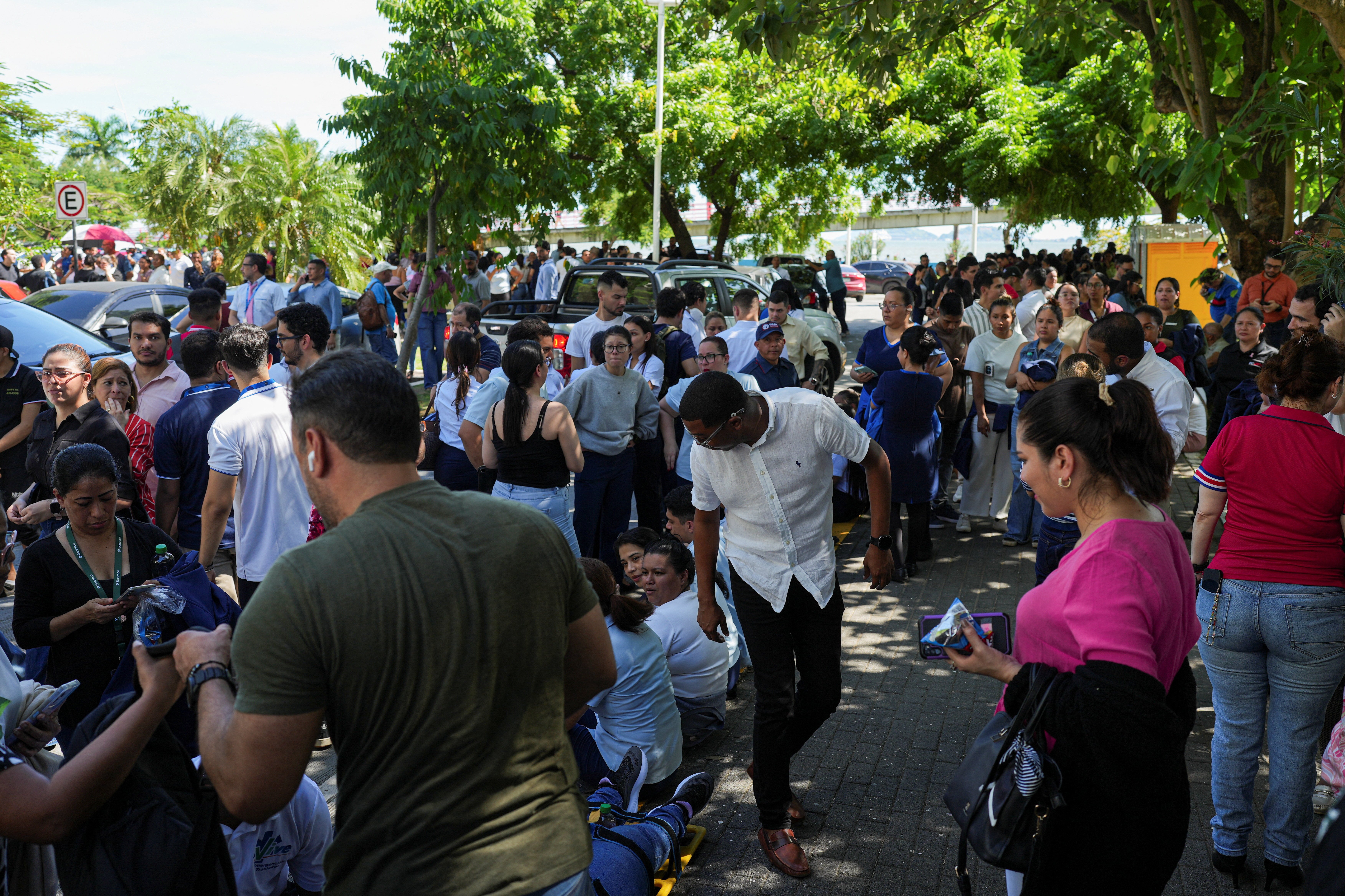 People gather in an open area after an earthquake struck near the southern coast of Panama, in Panama City, Panama, October 9, 2026. Photo: Reuters