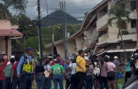 people stand near a collapsed building in the aftermath of an earthquake in penonome panama october 9 2026 in this screen grab obtained from social media video photo reuters