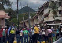 people stand near a collapsed building in the aftermath of an earthquake in penonome panama october 9 2026 in this screen grab obtained from social media video photo reuters