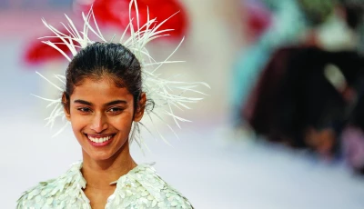a model presents a creation for chanel for women s haute couture spring summer 2026 collection fashion show as part of the paris haute couture fashion week photo afp
