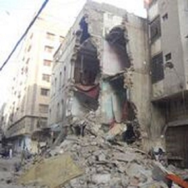 Partially collapsed, Calcutta House is a late 19th century residential building located on Chand Bibi Road. PHOTO: courtesy HERITAGE FOUNDATION OF PAKISTAN