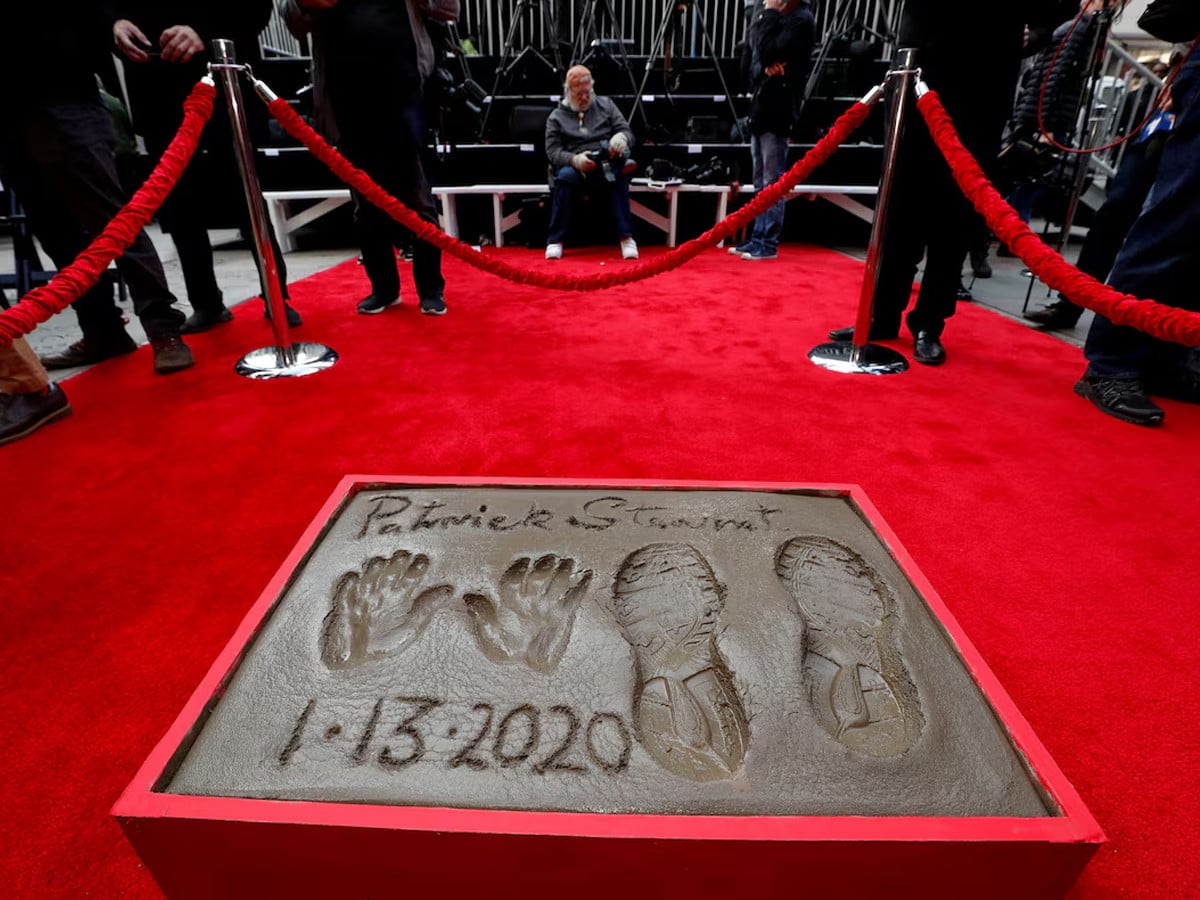 The handprints, footprints and signature in cement of actor Patrick Stewart are pictured at a ceremony in the forecourt of the TCL Chinese Theatre in Los Angeles, California, US, January 13, 2020. Photo: Reuters