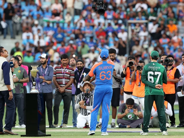 india s suryakumar yadav and pakistan s salman agha during the coin toss at dubai international cricket stadium dubai united arab emirates on september 14 photo reuters
