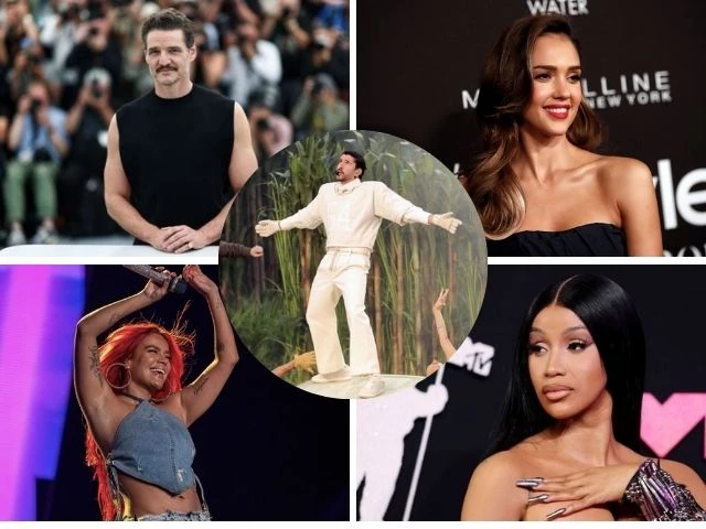 pedro pascal cardi b jessica alba karol g spotted at bad bunny s super bowl casita