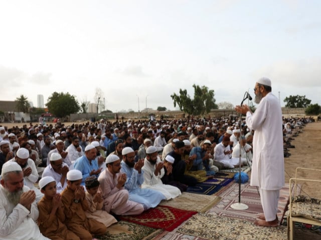 People offer Eid al-Adha prayers at the Railway Ground in Karachi, Pakistan, on May 27, 2026. PHOTO: REUTERS