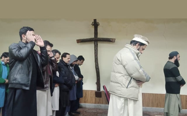 muslims offer prayers inside a church in peshawar to show solidarity with the christian community on jan 31 photo express muslims offer prayers inside a church in peshawar to show solidarity with the christian community on jan 31 photo express