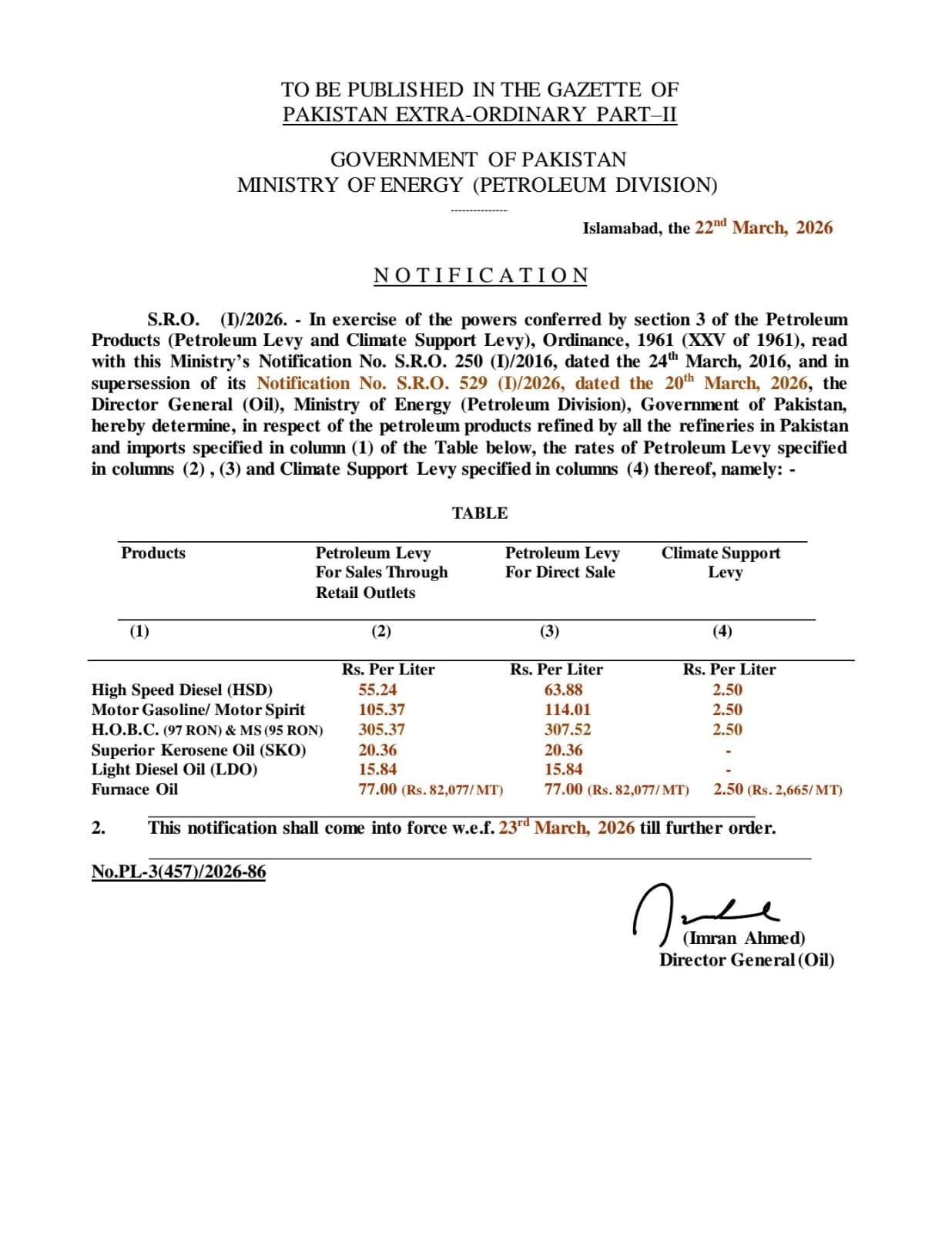 petroleum levy notification
