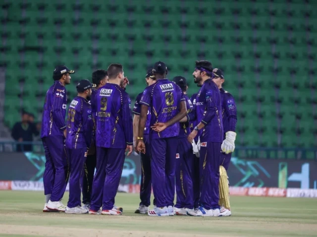 quetta gladiators players celebrate a wicket in their pakistan super league 11 match against hyderabad kingsmen at gaddafi stadium lahore photo psl quetta gladiators players celebrate a wicket in their pakistan super league 11 match against hyderabad kingsmen at gaddafi stadium lahore photo psl