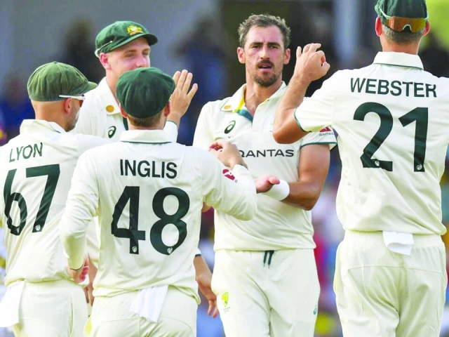 mitchell starc c removed both west indies openers as australia s bowlers brought the tourists right back into the first test photo afp mitchell starc c removed both west indies openers as australia s bowlers brought the tourists right back into the first test photo afp