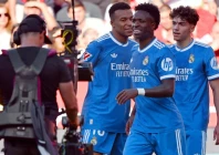 vinicius junior scored the only goal of the game as real madrid won at sevilla but the hosts will stay up regardless photo afp