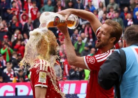 bayern munich striker harry kane has won back to back bundesliga titles photo afp