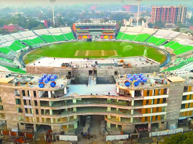gaddafi stadium is almost completed and ready to host champions trophy matches from february 19 photo pcb