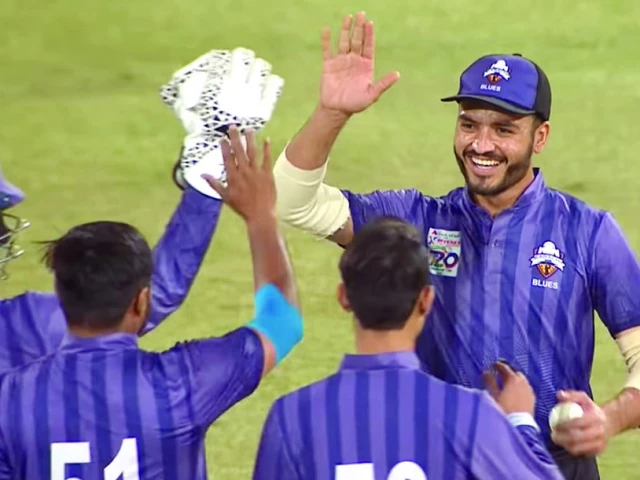 karachi blues are celebrating their wicket against quetta region in the national t20 cup photo pcb screengrab karachi blues are celebrating their wicket against quetta region in the national t20 cup photo pcb screengrab