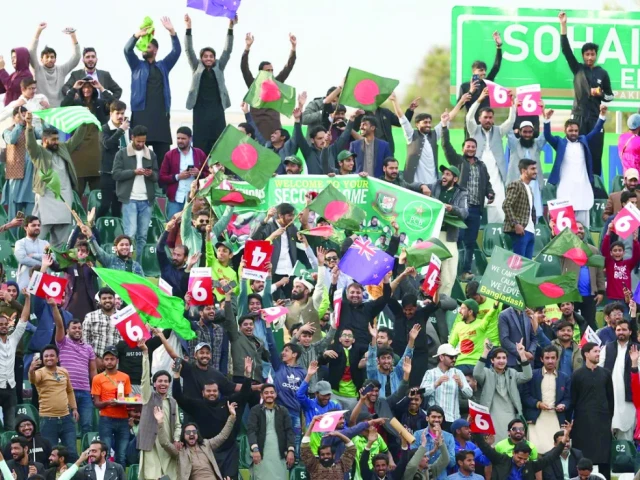 passionate bangladesh fans turned up in huge number in the champions trophy tie against new zealand in rawalpindi photo icc file