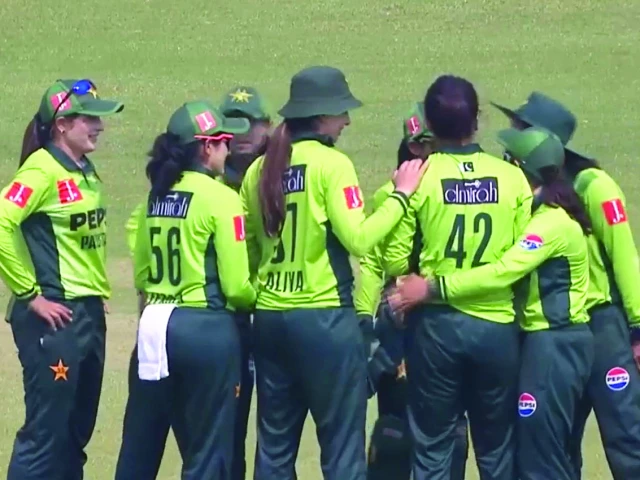 pakistan women celebrate a wicket against ireland in the icc women s world cup 2025 qualifiers photo screengrab pakistan women celebrate a wicket against ireland in the icc women s world cup 2025 qualifiers photo screengrab